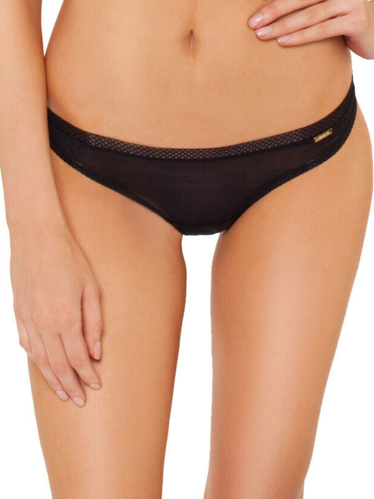 Gossard Glossies Sheer Thong - Black