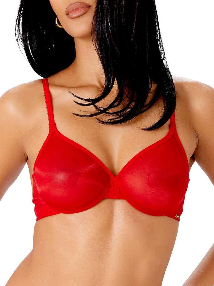 Glossies Sheer Moulded Bra - Salsa Red