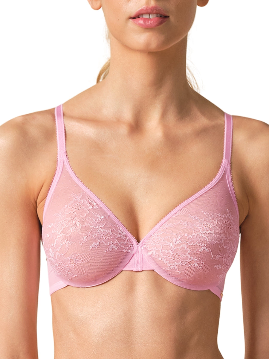 Glossies Lace Sheer Moulded Bra - Sweet Lilac