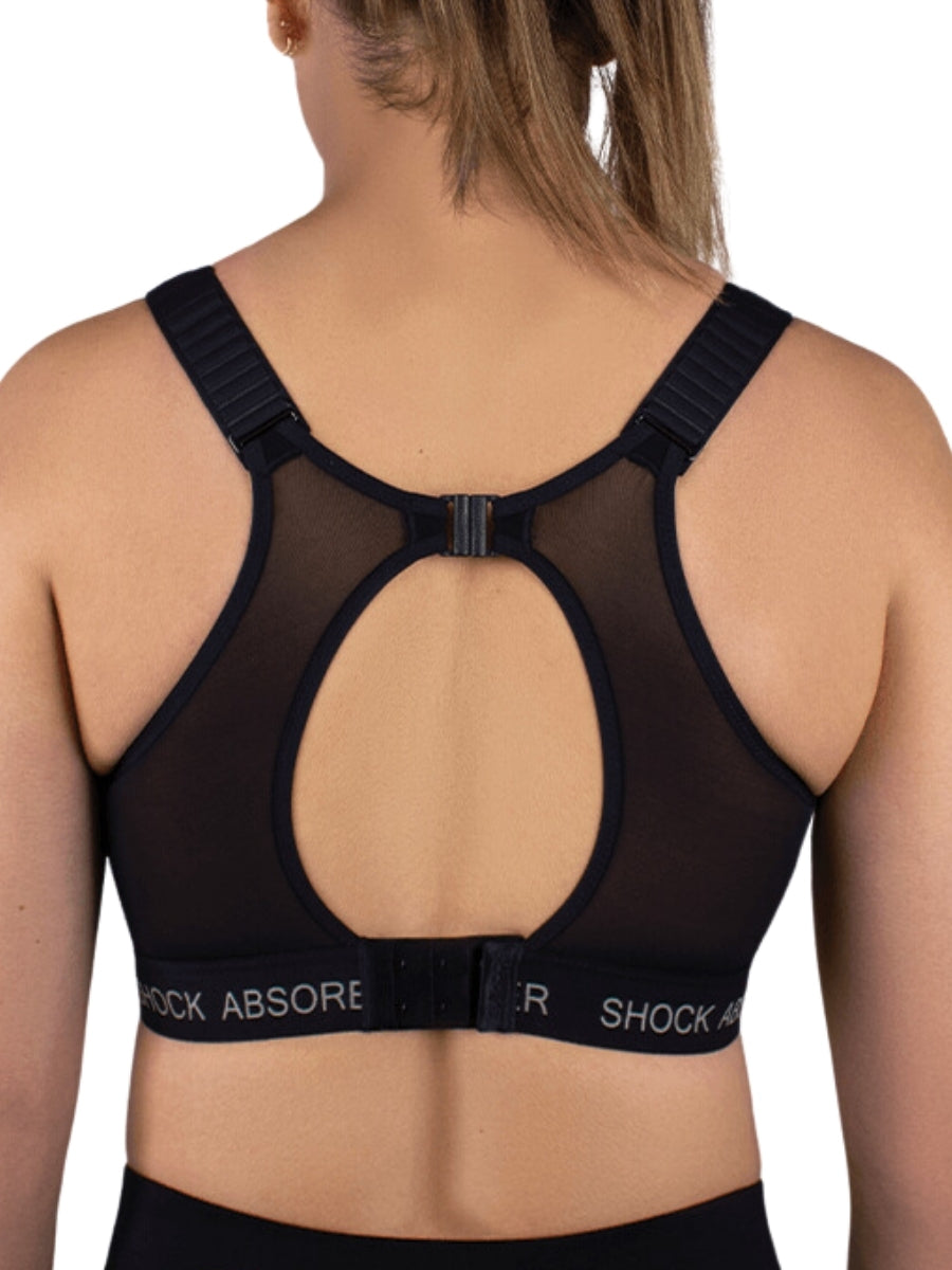 Shock Absorber Ultimate Run Padded Sports Bra Black Silver BraForMe