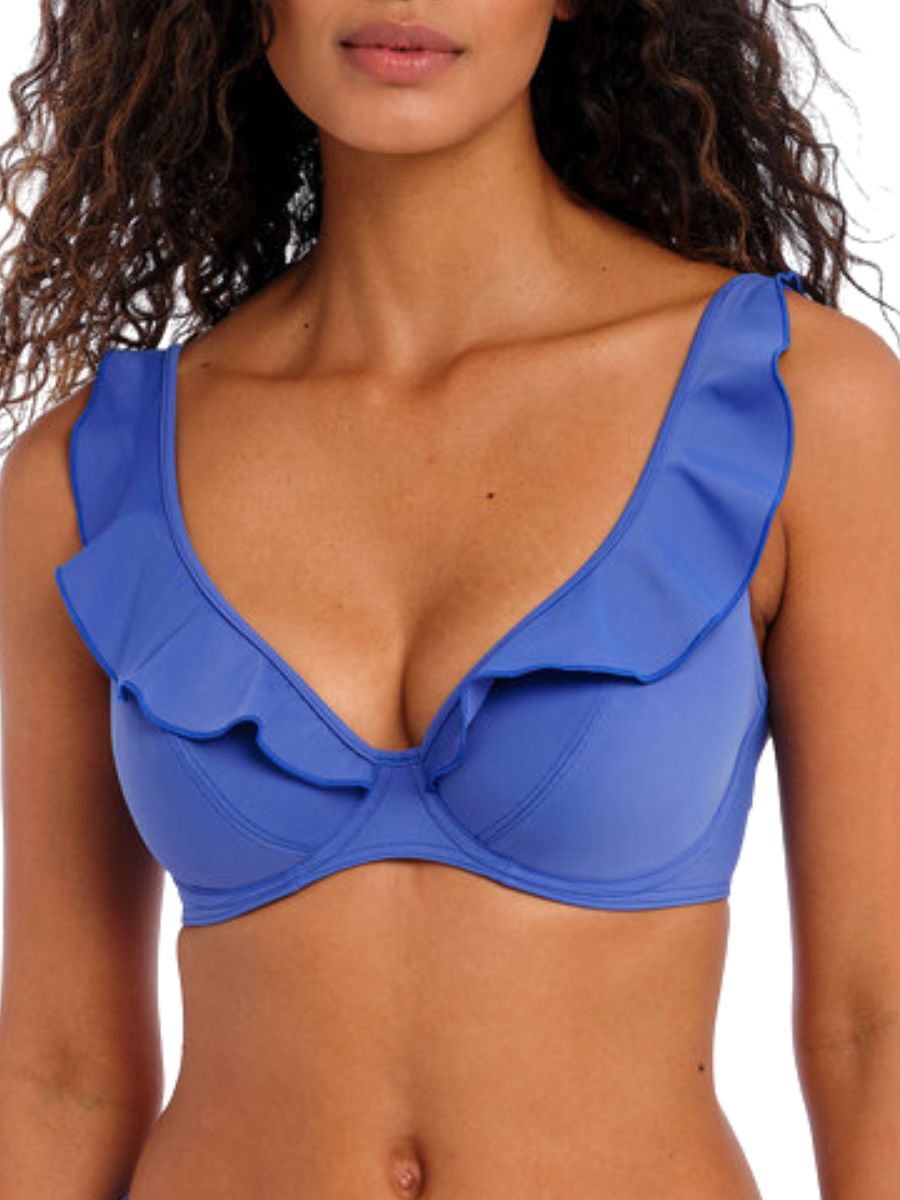 freya jewel cove high apex bikini top plain azure